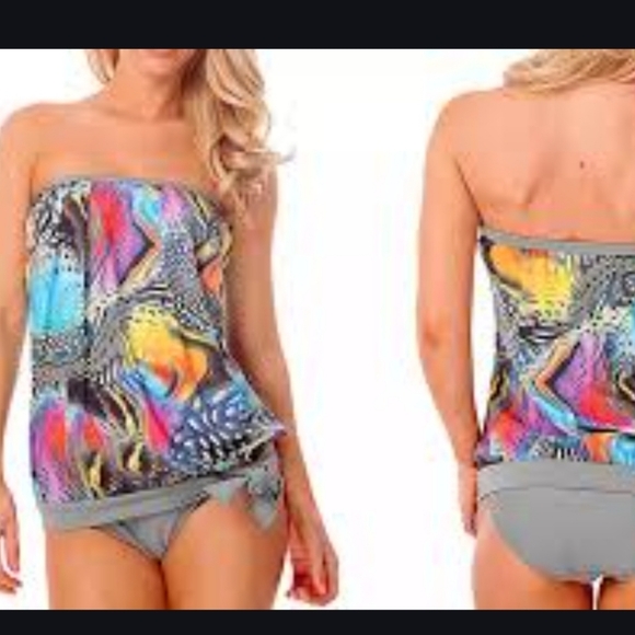 Dippin' Daisy's Other - Dippin' Daisy's Multicolor Tankini Top Size 8 Removeable Halter Tie Strap USA